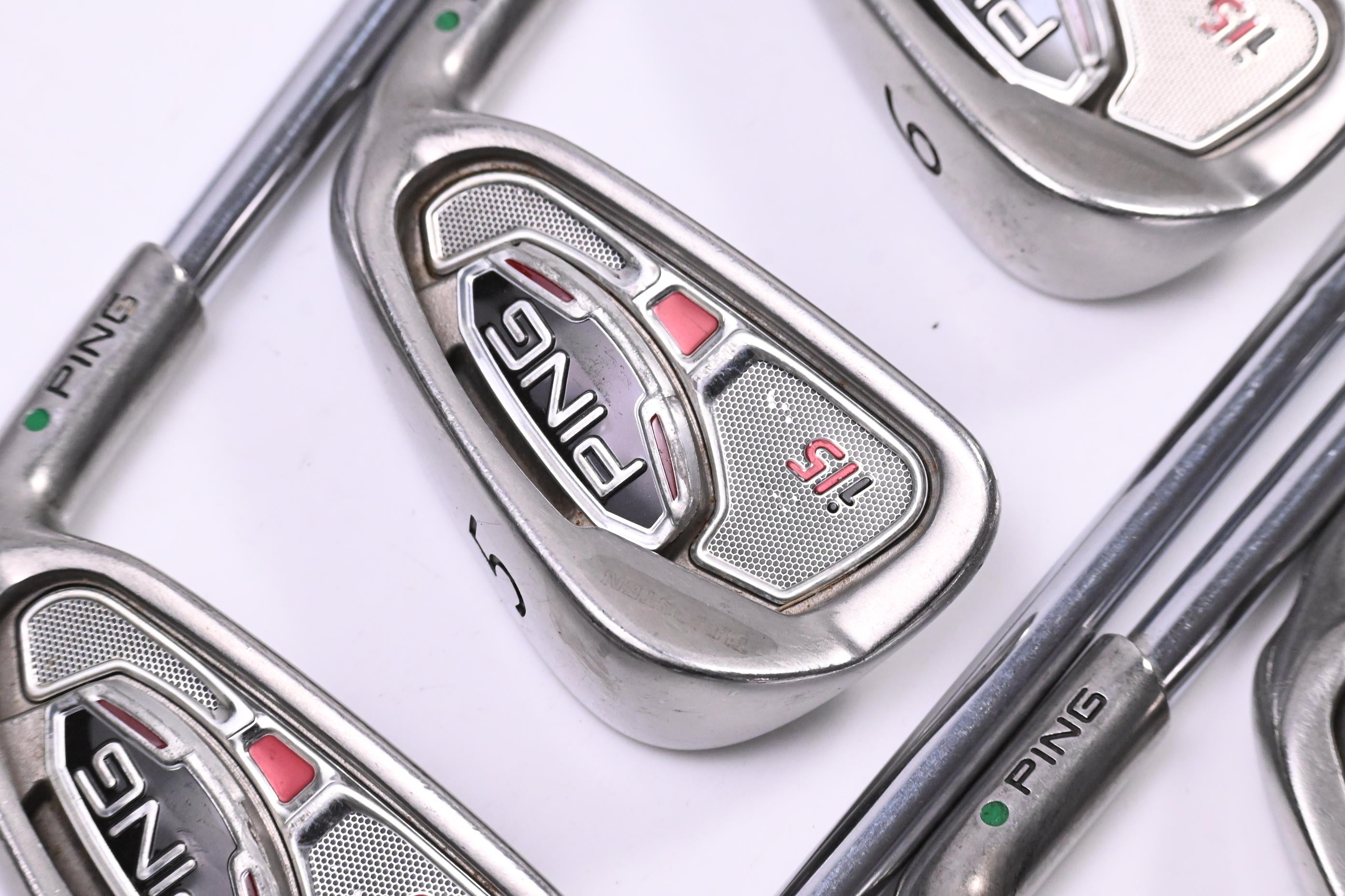 Ping G15 Irons / 4-PW / Green Dot / Stiff Flex Ping Z-Z65 Shafts