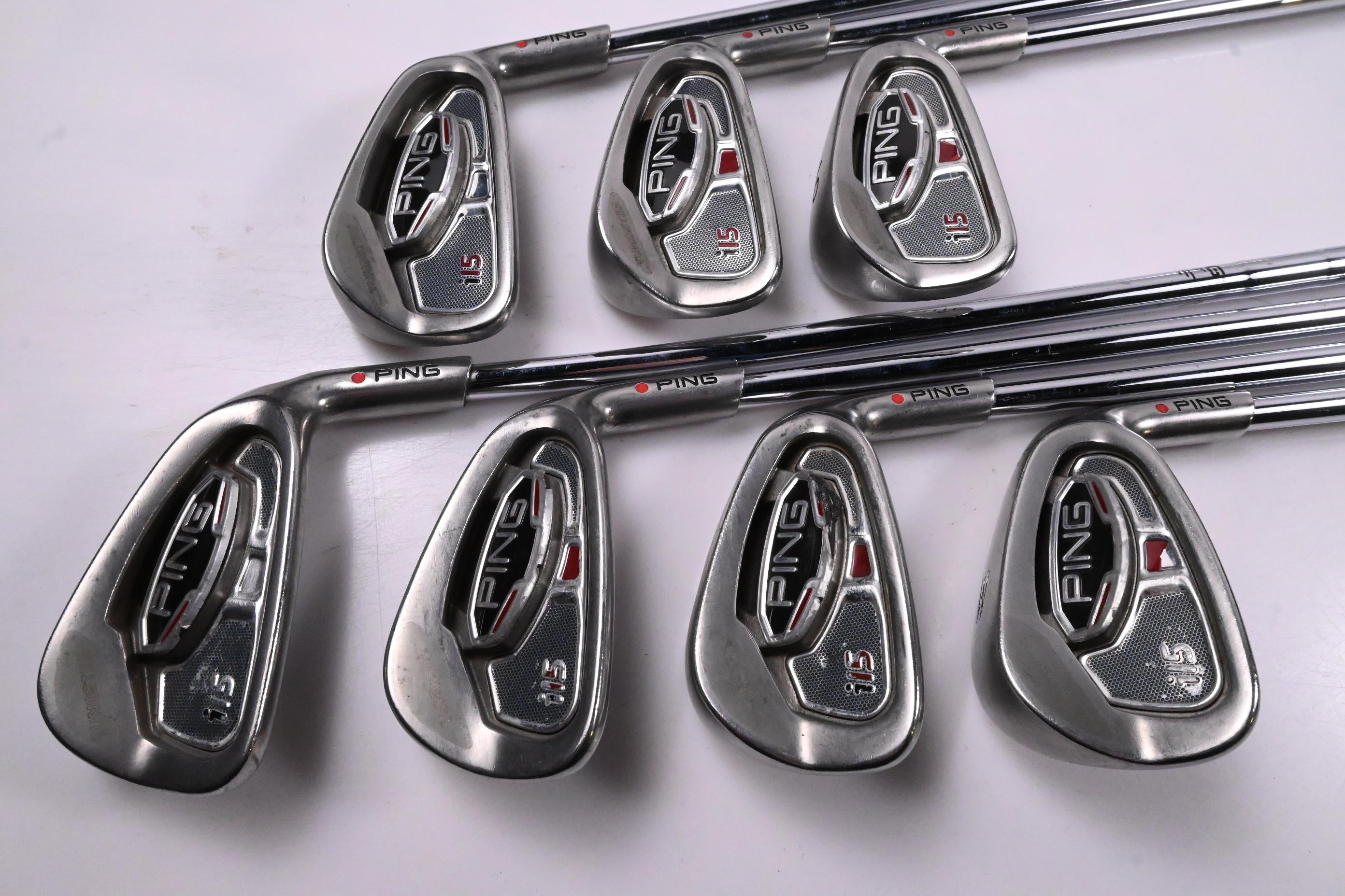 Ping i15 Irons / 4-PW / Red Dot / Stiff Flex Ping AWT Shafts