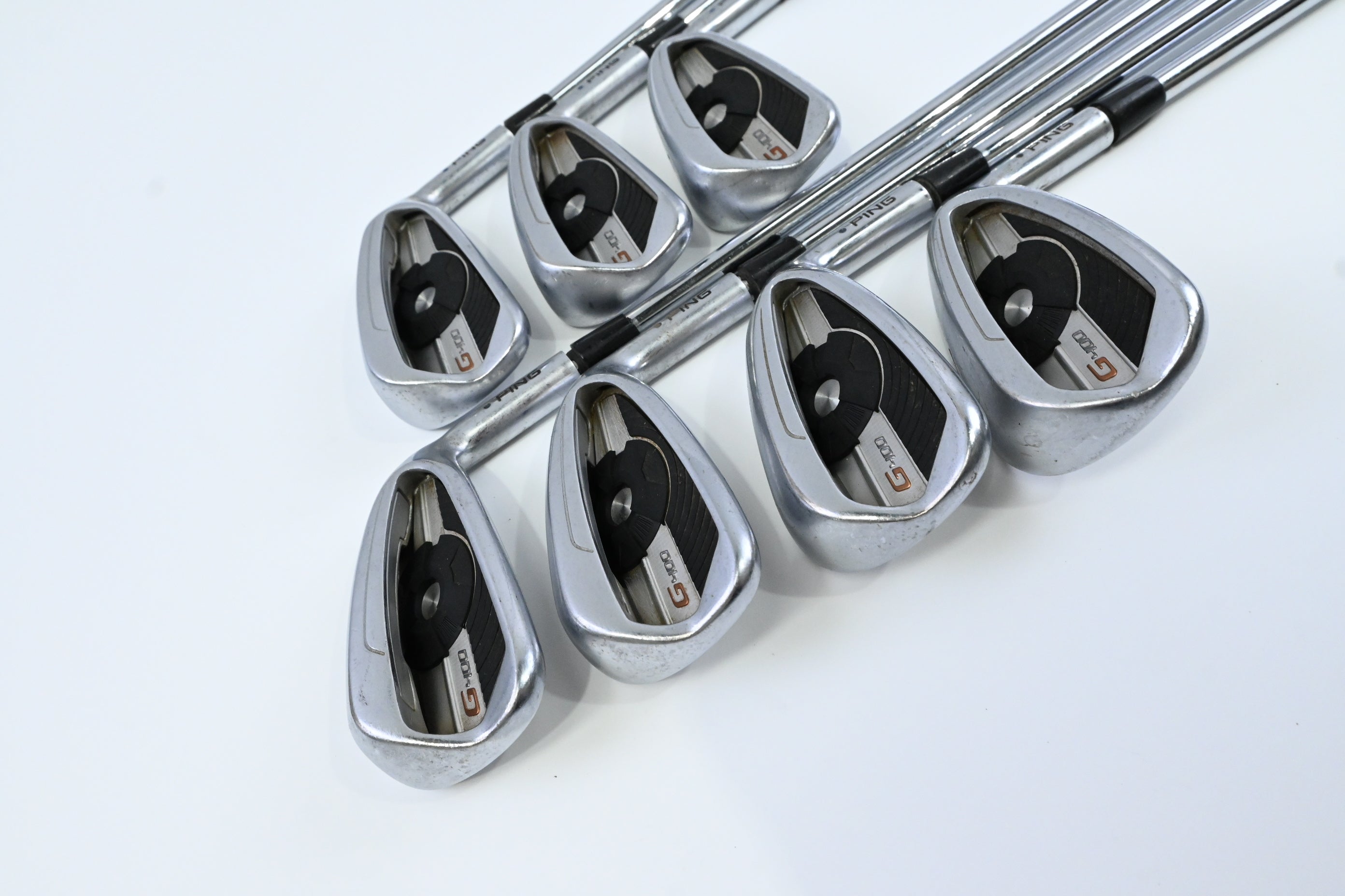 Ping G400 Irons / 4-PW / Blue Dot / Stiff Flex Ping AWT 2.0 Shafts