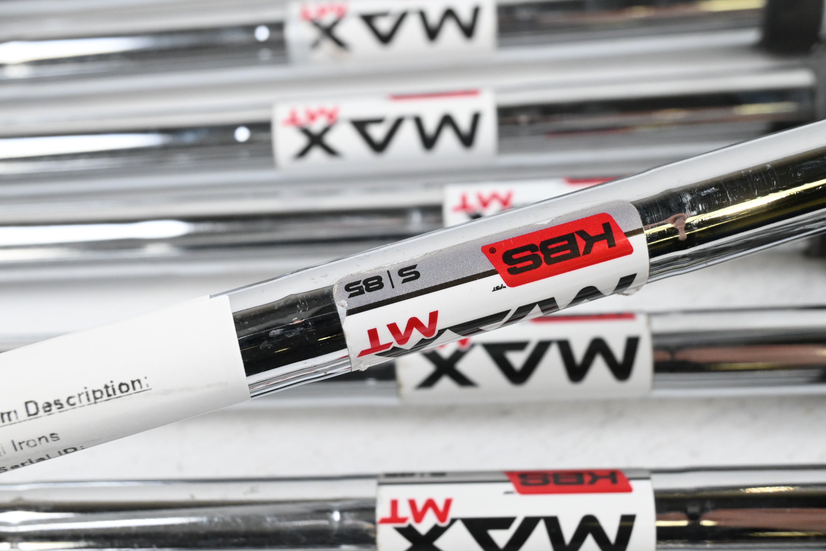 Taylormade Qi Irons / 5-PW+GW+SW+LW / Stiff Flex KBS MAX MT 85 Shafts