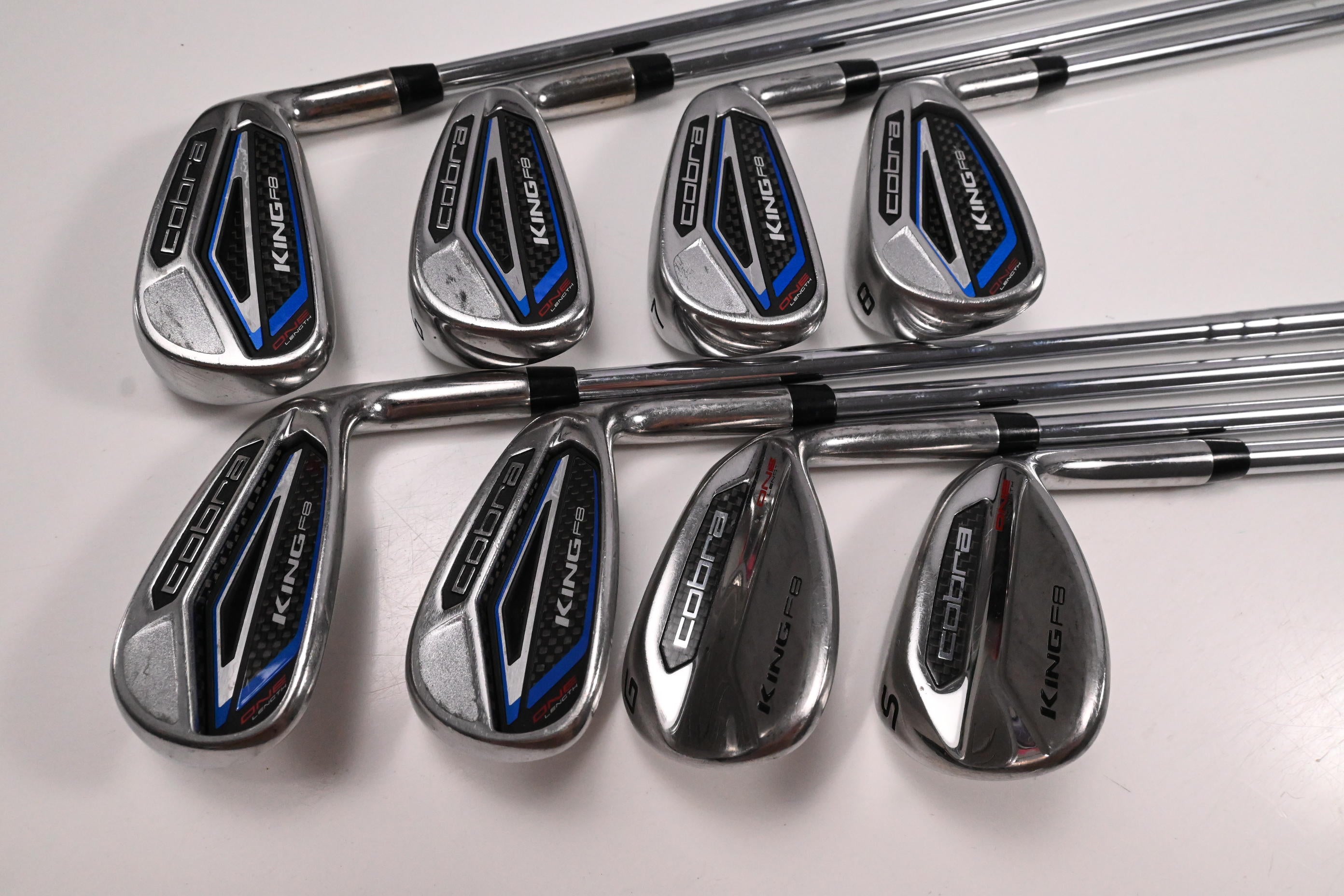 Cobra King F8 Irons / 5-PW+SW / Regular Flex One Flighted Shafts