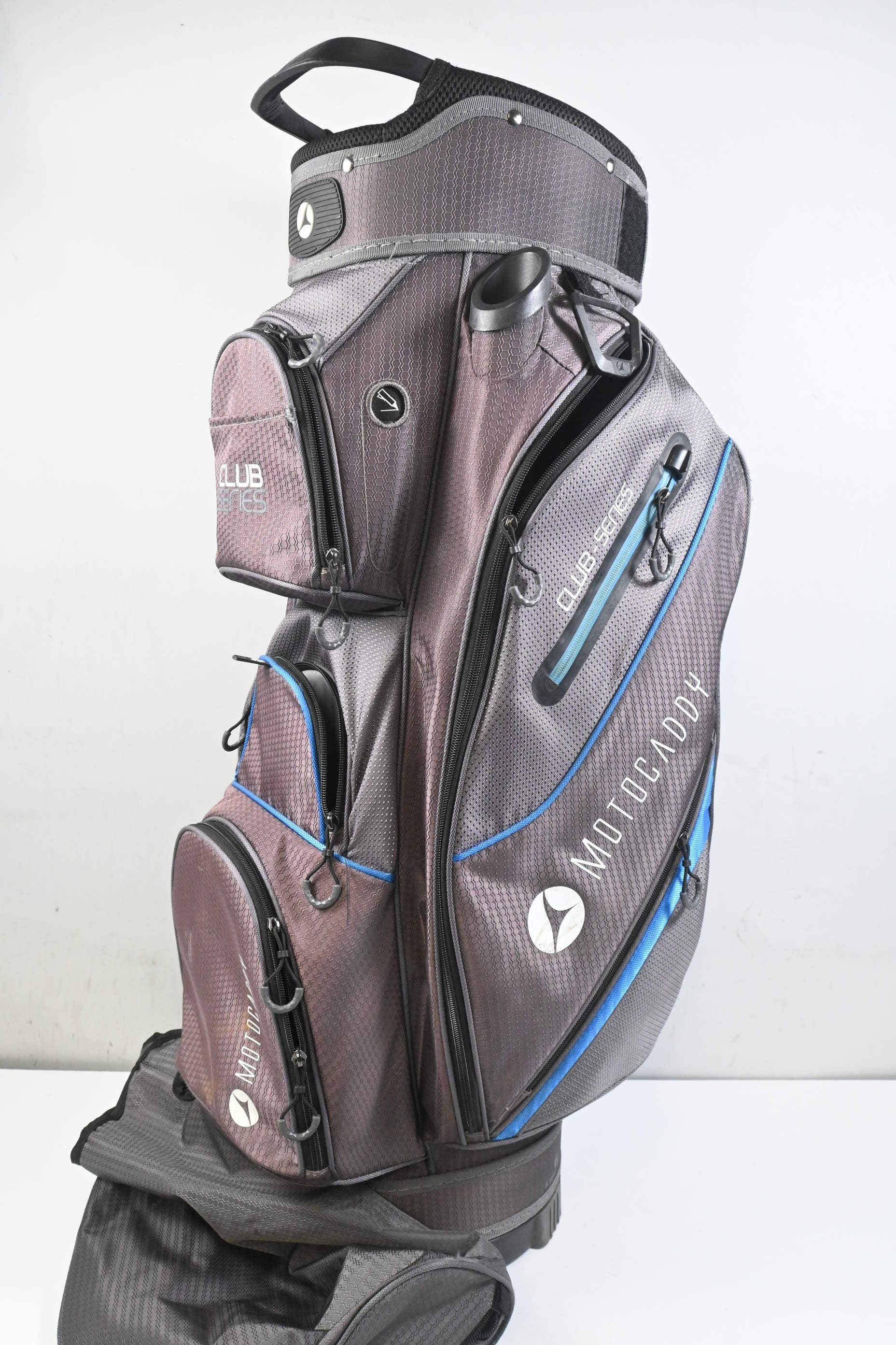 Motocaddy Club Series Cart Bag / 14-Way Divider / Grey, Blue & Black