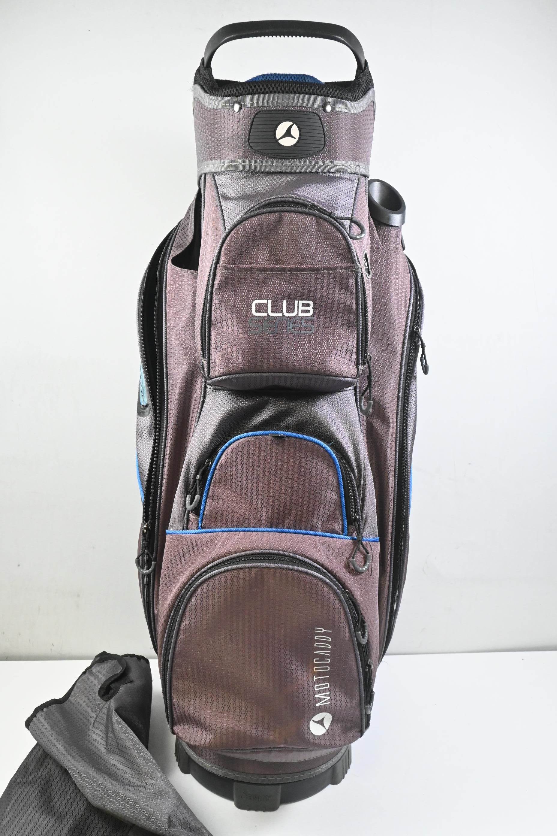 Motocaddy Club Series Cart Bag / 14-Way Divider / Grey, Blue & Black