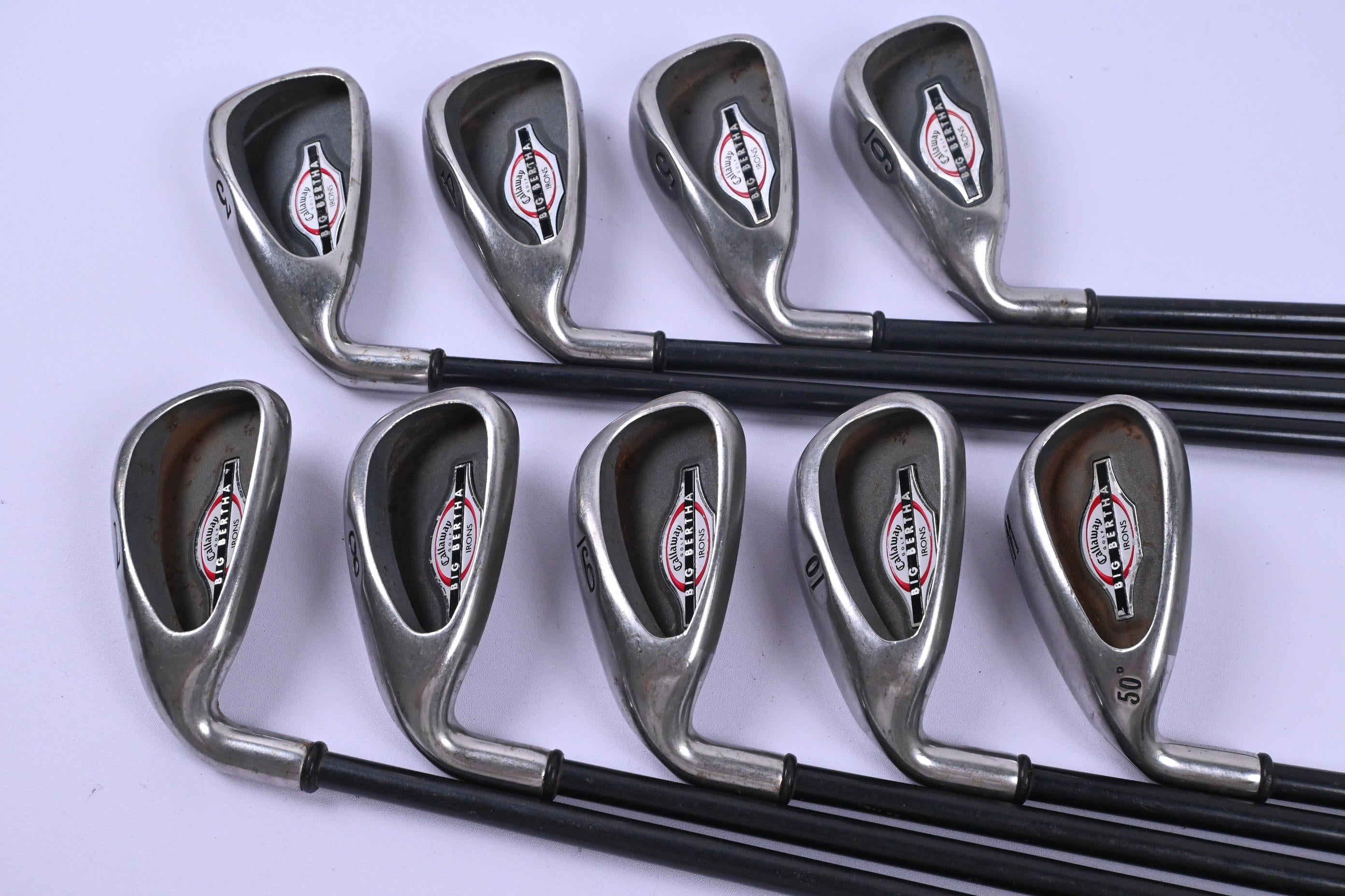 Left Hand Callaway Big Bertha 2002 Irons / 3-PW+GW / Firm Flex RCH 75 Shaft