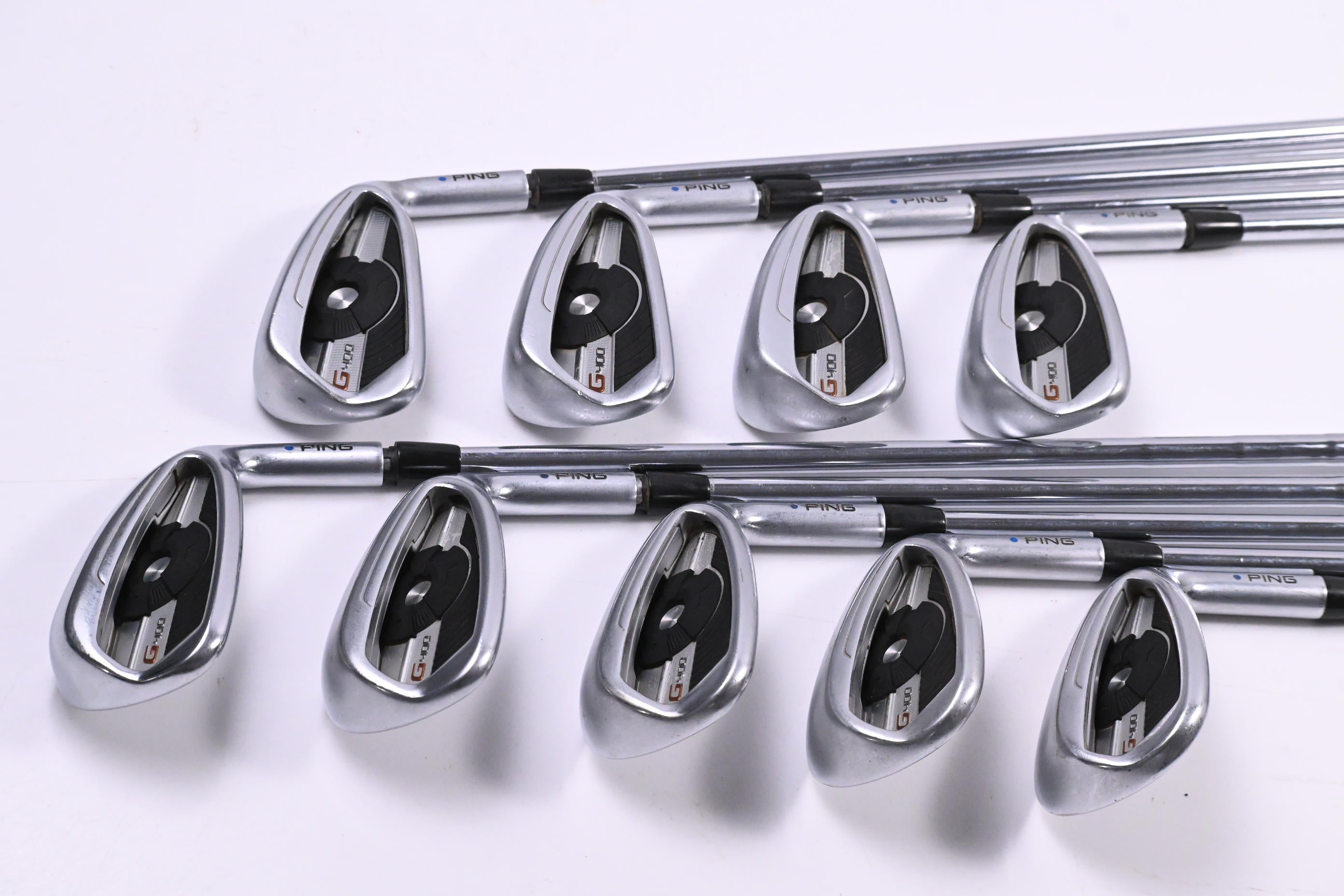 Ping G400 Irons / 5-PW+UW+SW+LW / Blue Dot / Regular Flex Ping AWT 2.0 Shafts