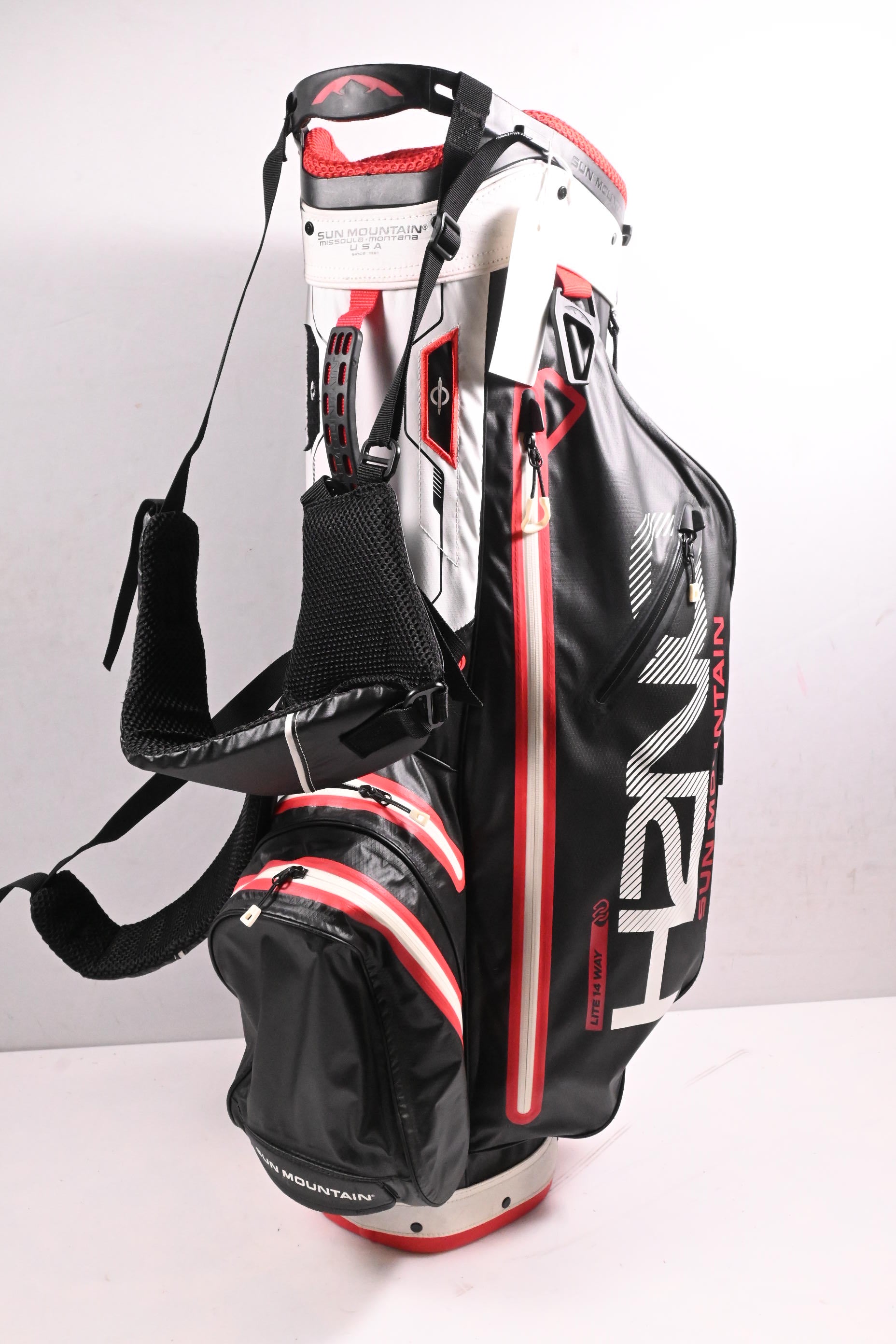 Sun Mountain H2NO Lite Stand Bag / 14-Way Divider / Black, White, Red