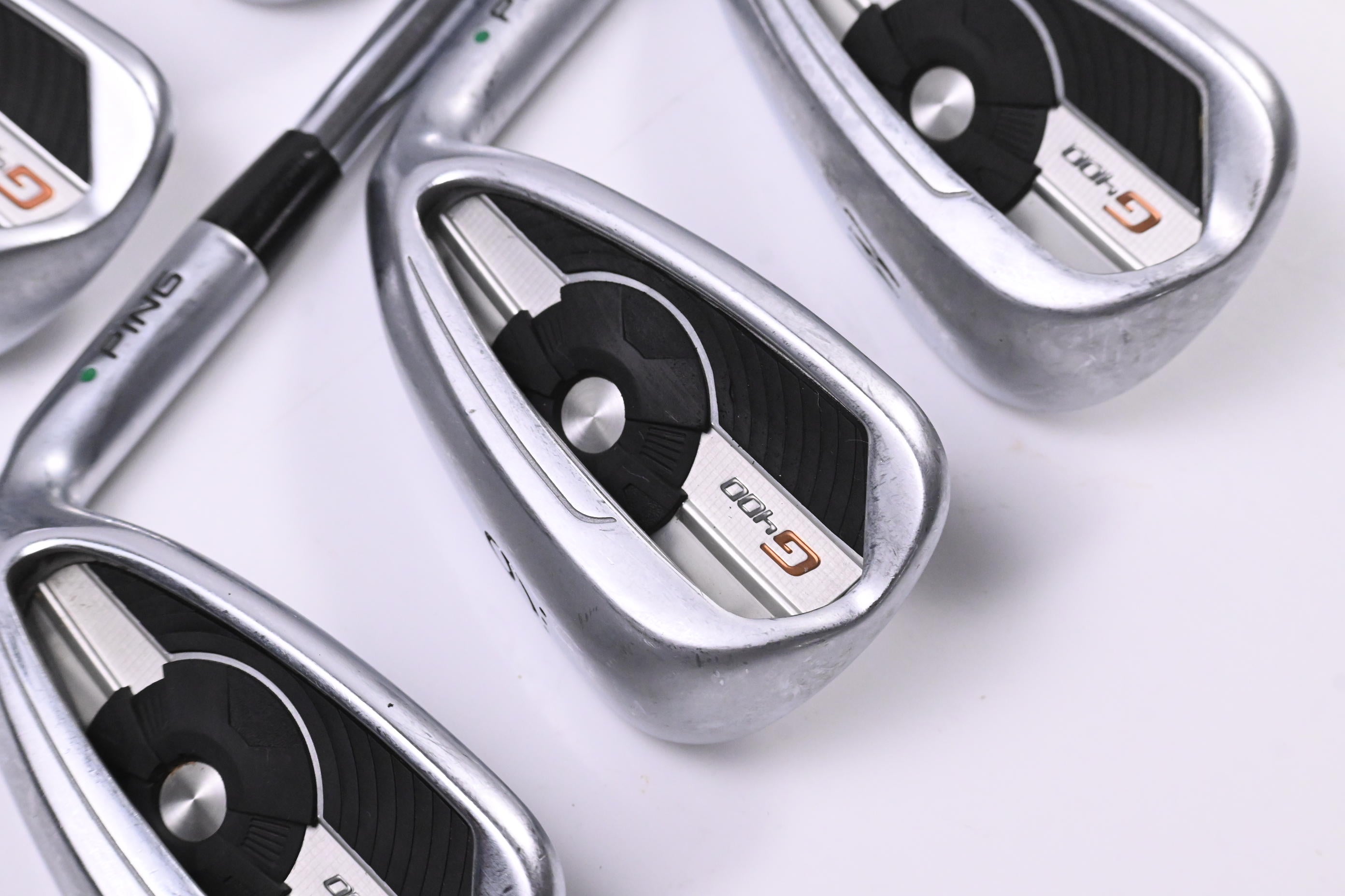 Ping G400 Irons / 6-PW / Green Dot / Regular Flex Ping AWT 2.0 Shafts