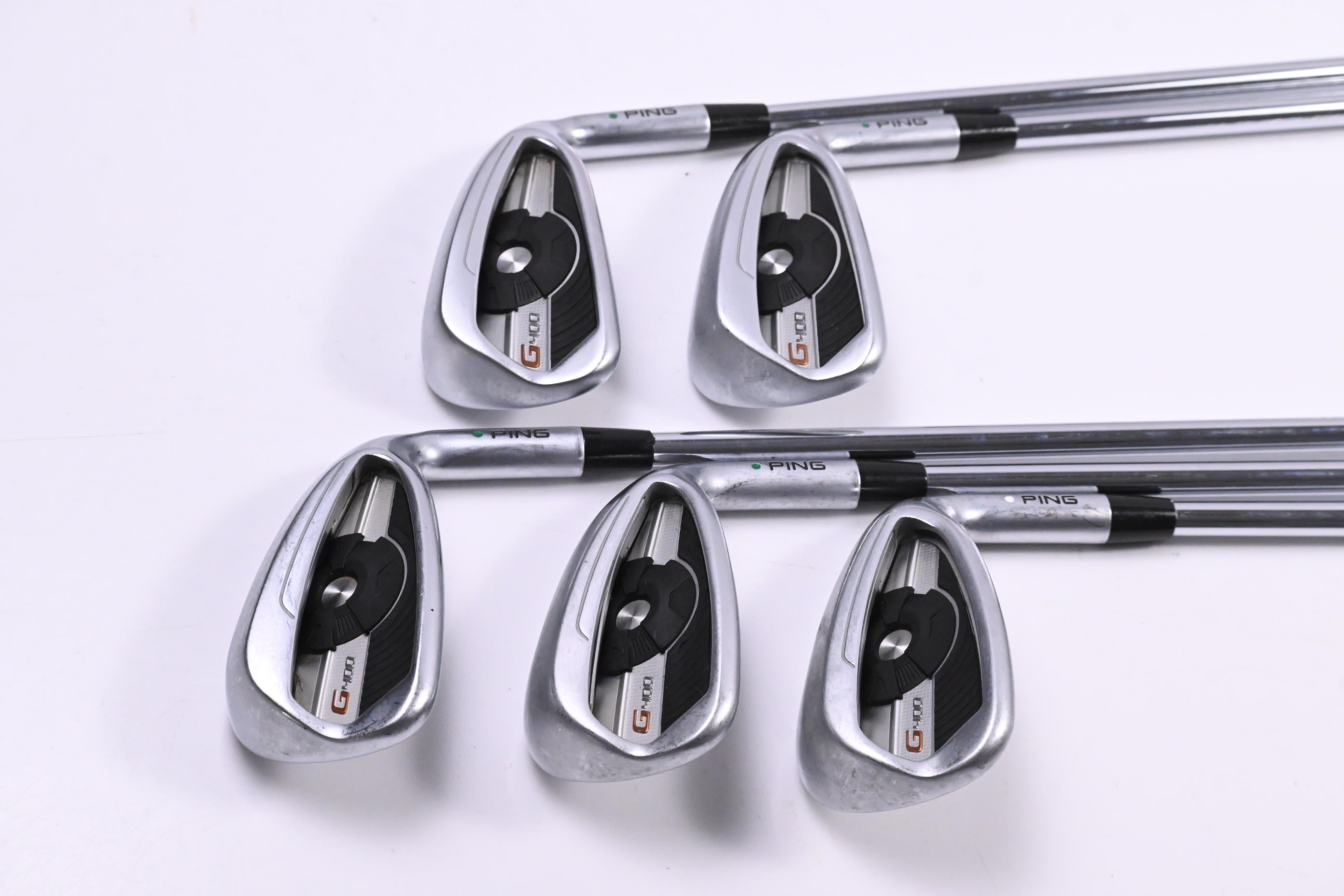 Ping G400 Irons / 6-PW / Green Dot / Regular Flex Ping AWT 2.0 Shafts
