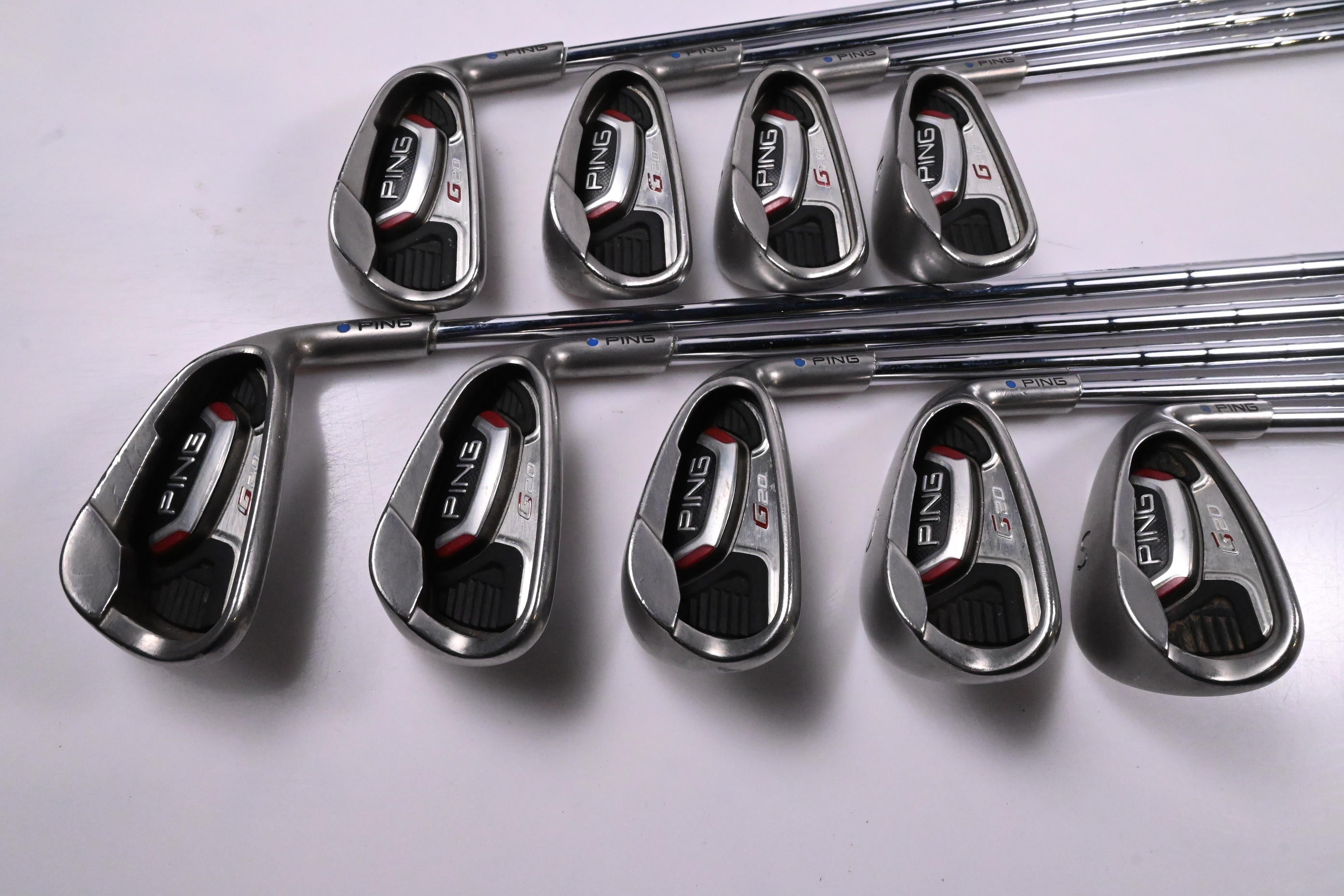 Ping G20 Irons / 4-PW+GW+SW / Blue Dot / Stiff Flex Ping Z-Z65 Shafts