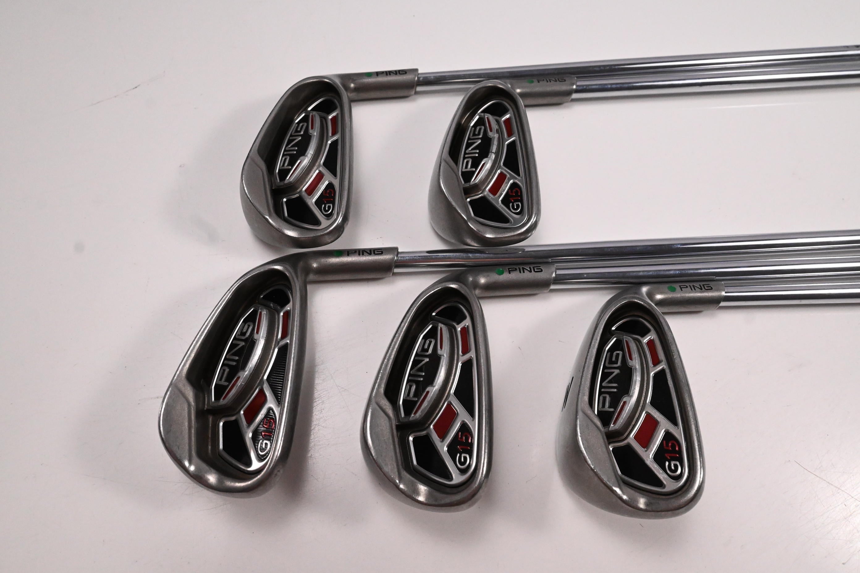 Ping G15 Irons / 6-PW / Green Dot / Regular Flex Ping AWT Shafts