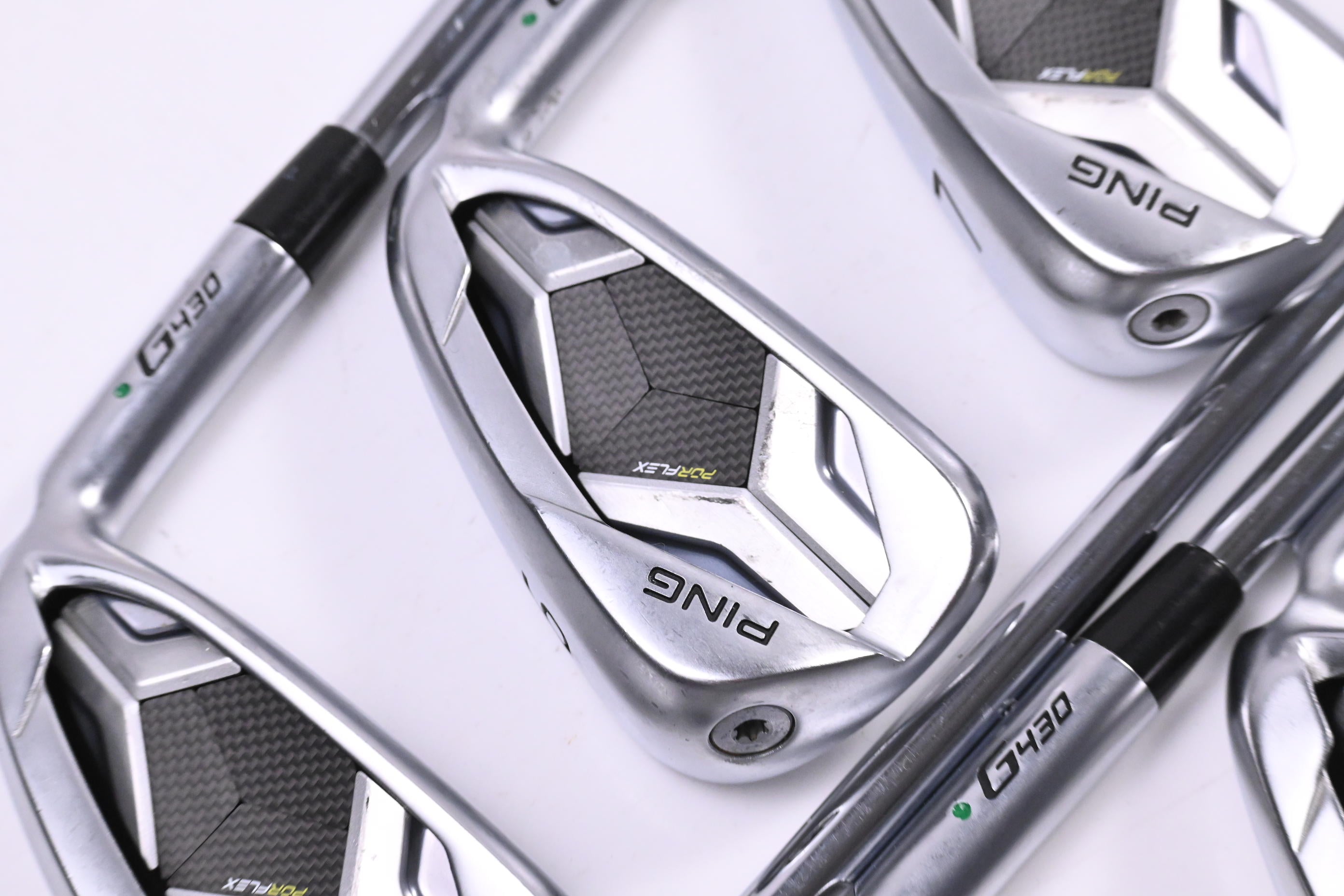 Ping G430 Irons / 5-PW+45° / Green Dot / Stiff Flex Ping AWT 2.0 Shafts