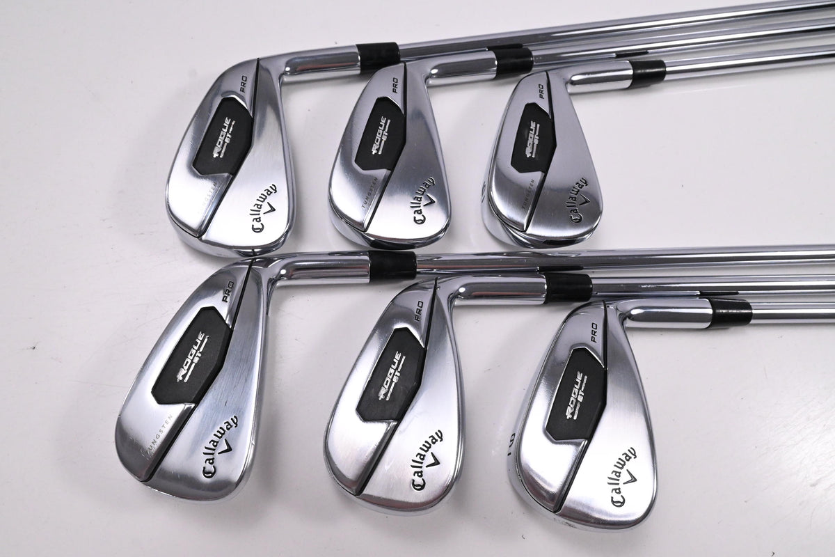 Callaway Rogue ST Pro Irons / 4-9i / Stiff Flex Rifle Tour Flighted 105 Shafts