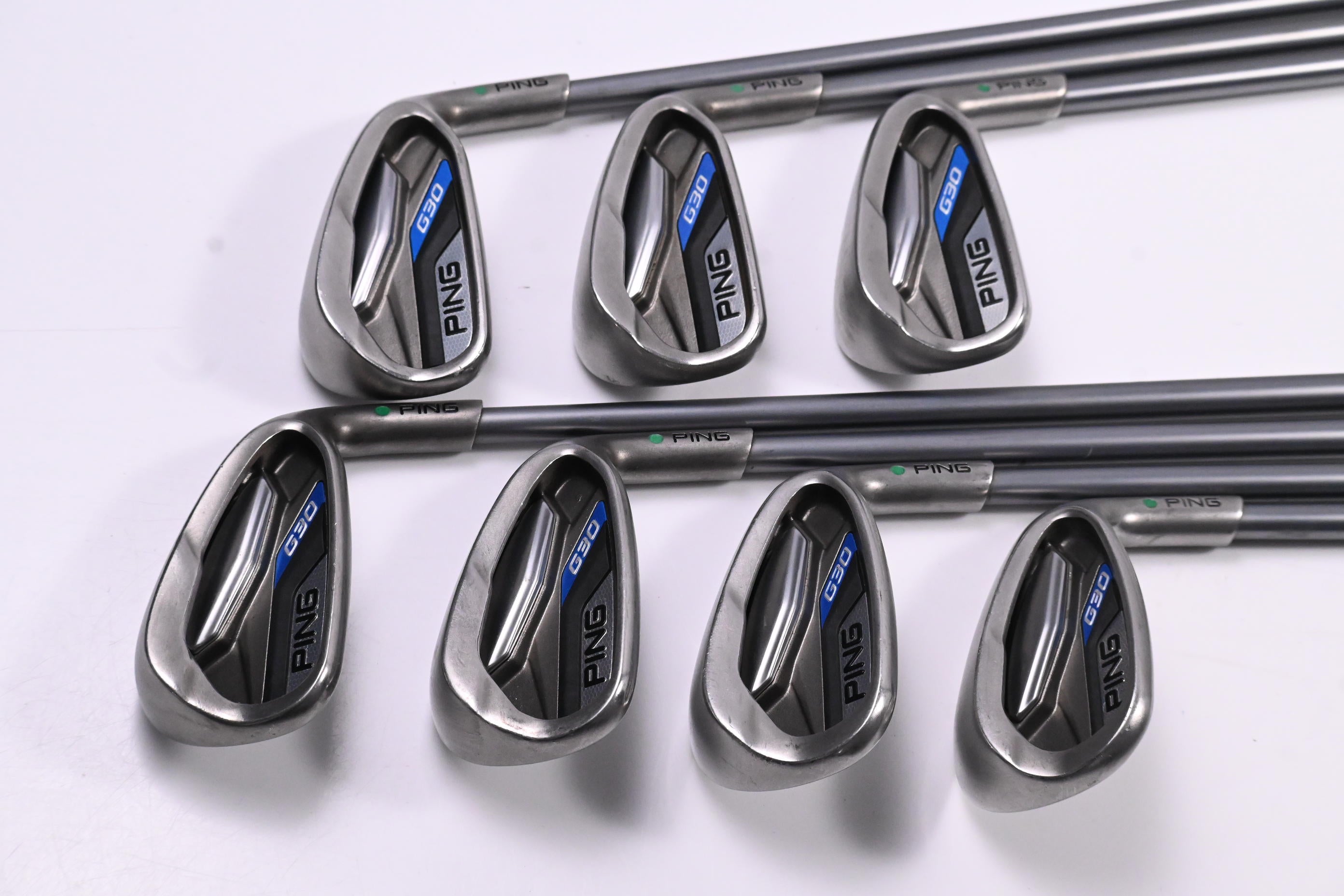 Ping G30 Irons / 5-PW+SW / Green Dot / Regular Flex Ping TFC 419 Shafts