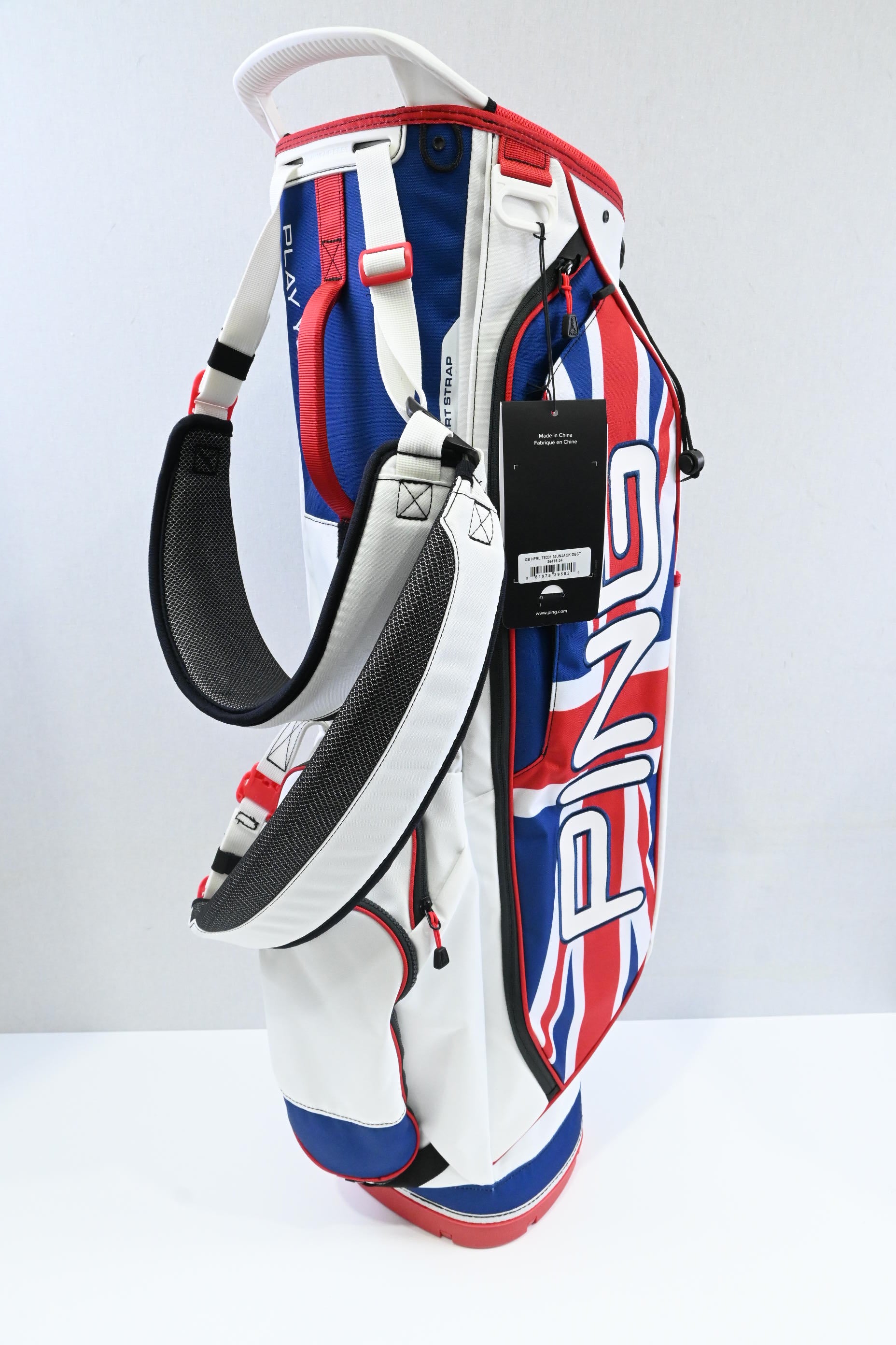 Ping Hoofer Lite Stand Bag / 4-Way Divider / White, Blue, Red