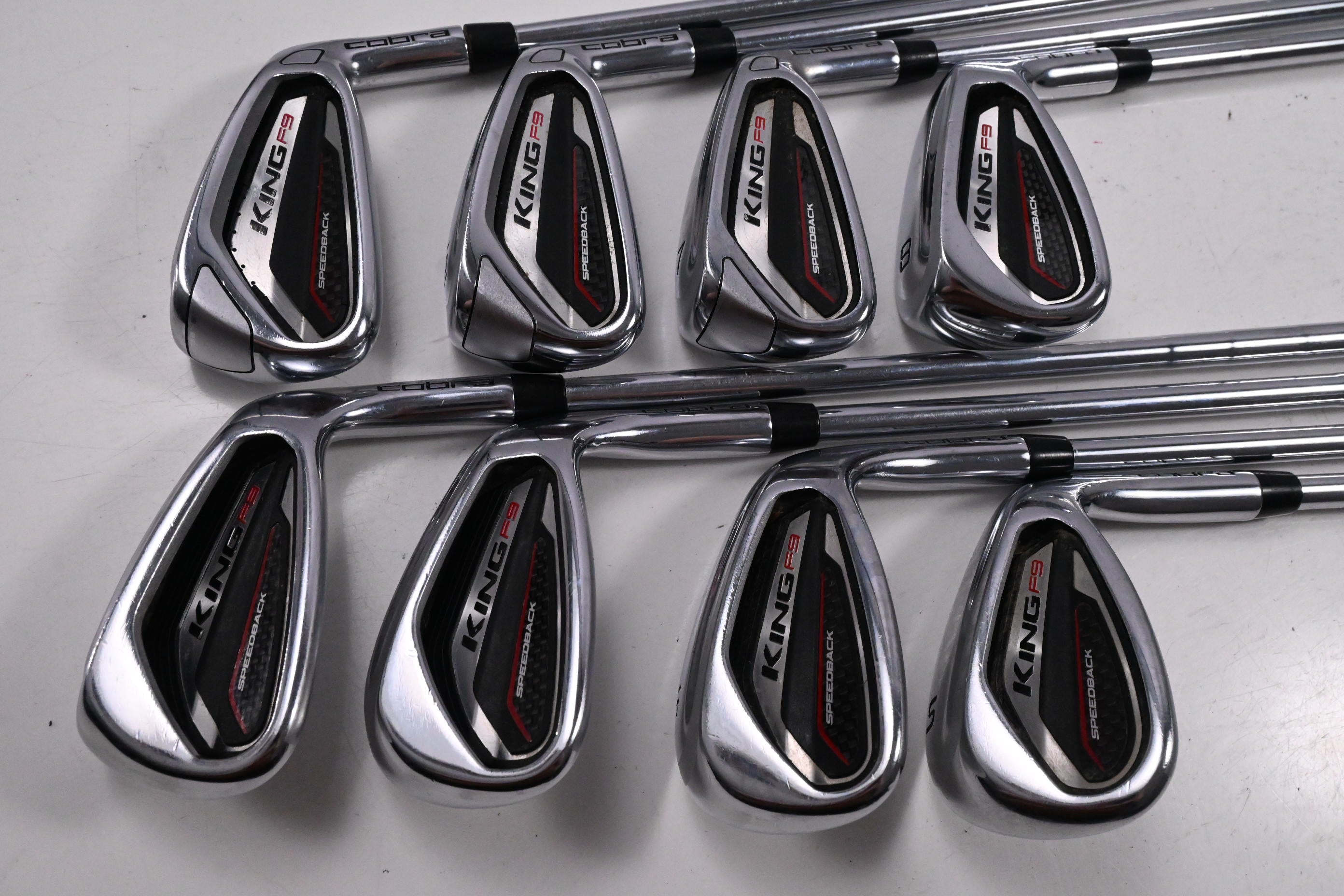 Cobra King F9 Irons / 5-PW+GW+SW / Regular Flex KBS Tour 90 Shafts