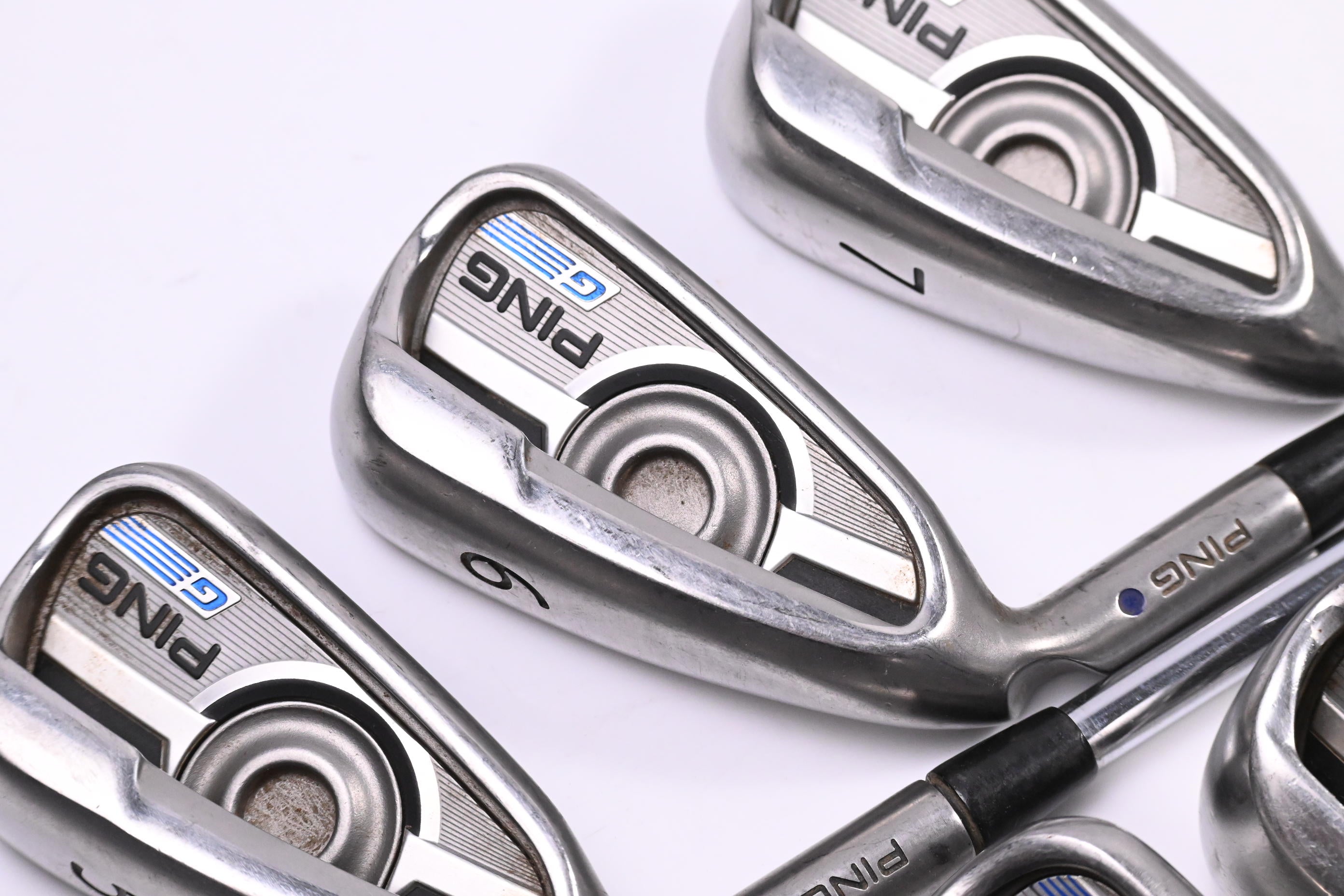 Left Hand Ping G Series Irons / 5-PW+SW / Purple Dot / Senior Flex Ping CFS
