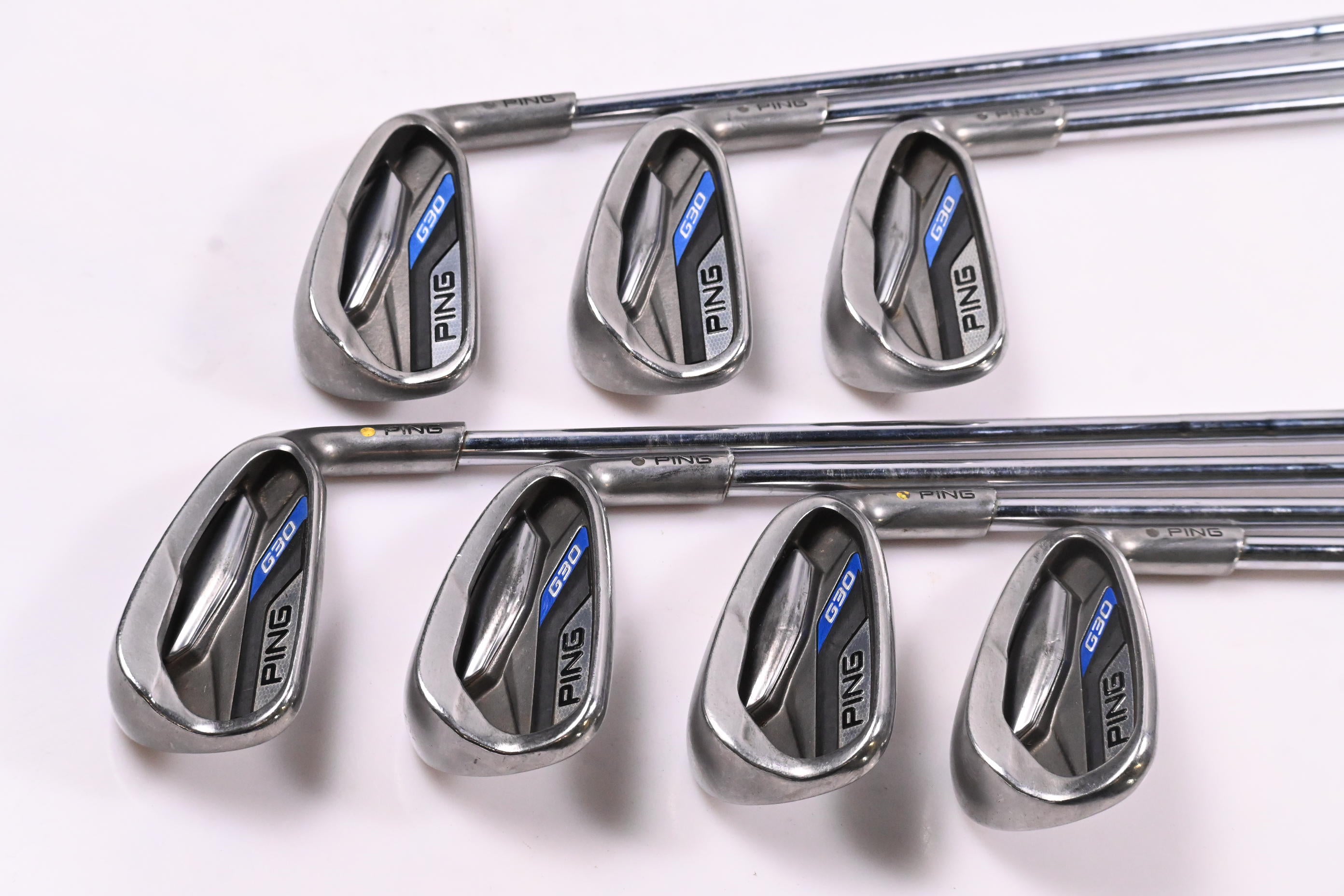 Ping G30 Irons / 4-PW / Yellow Dot / Regular Flex Ping CFS Distance Shafts