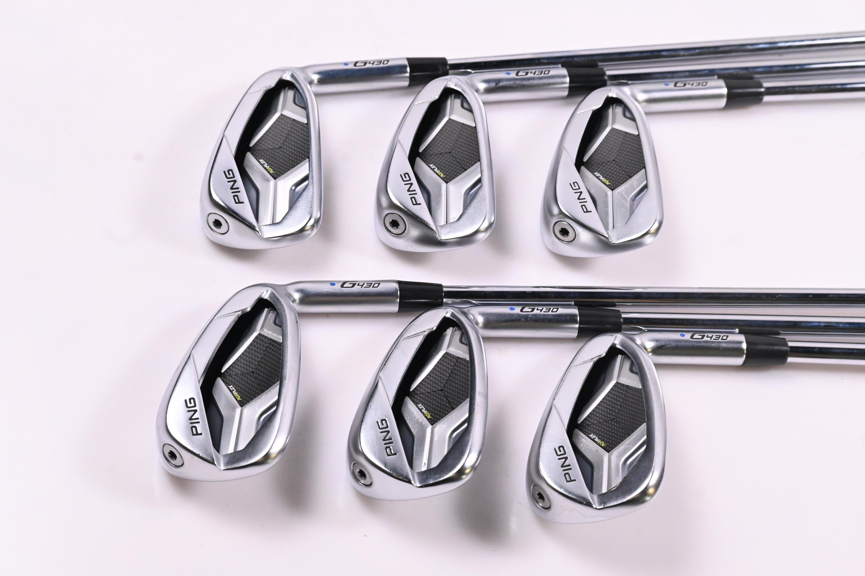 Ping G430 Irons / 5-PW / Blue Dot / Regular Flex Ping AWT 2.0 Shafts