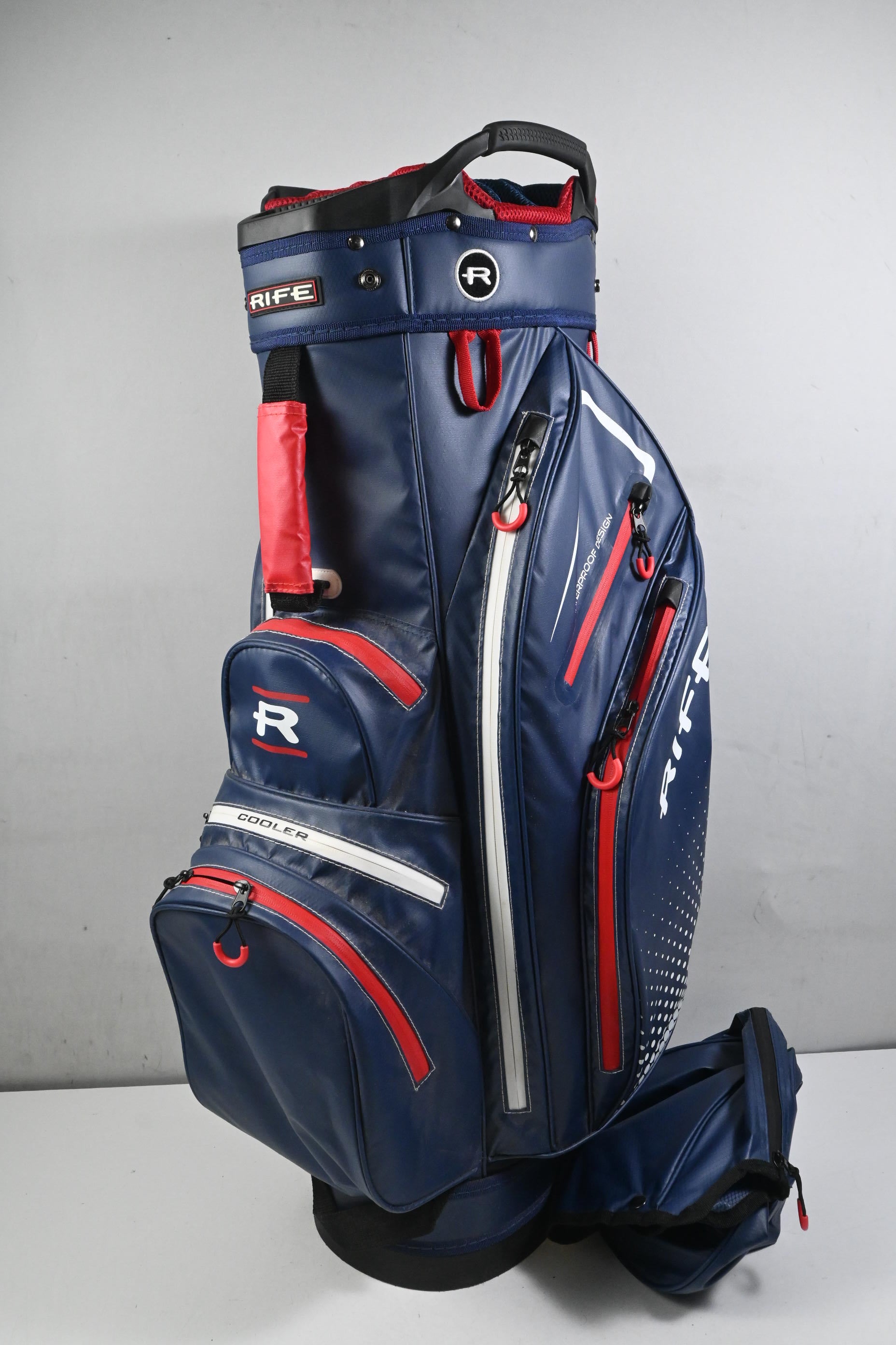 Rife Waterproof Design Cart Bag / 15-Way Divider / Blue, White & Red