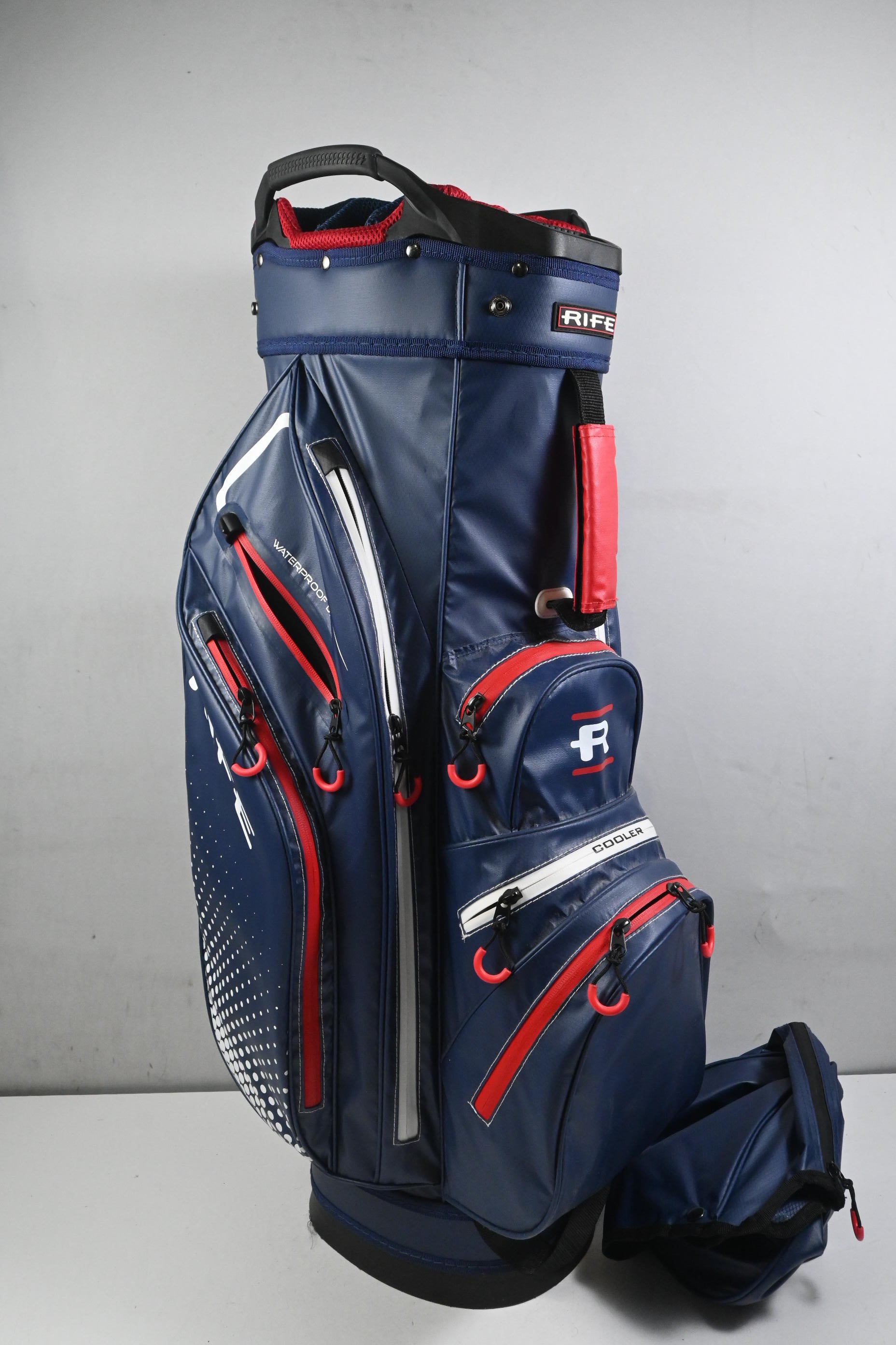 Rife Waterproof Design Cart Bag / 15-Way Divider / Blue, White & Red