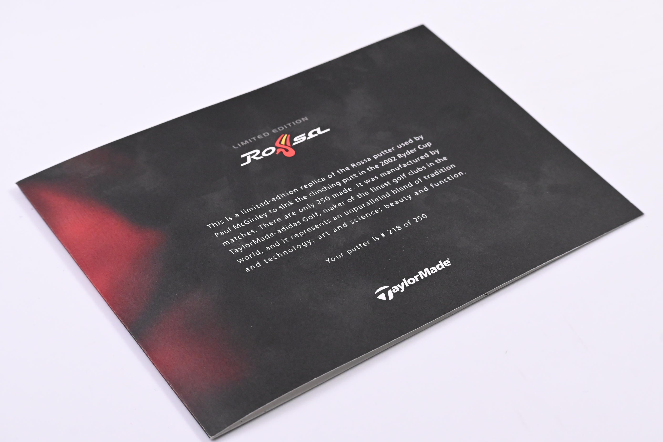 Taylormade Rossa Ltd Edition Ryder Cup 2002 Paul McGinley Putter / 35 Inch