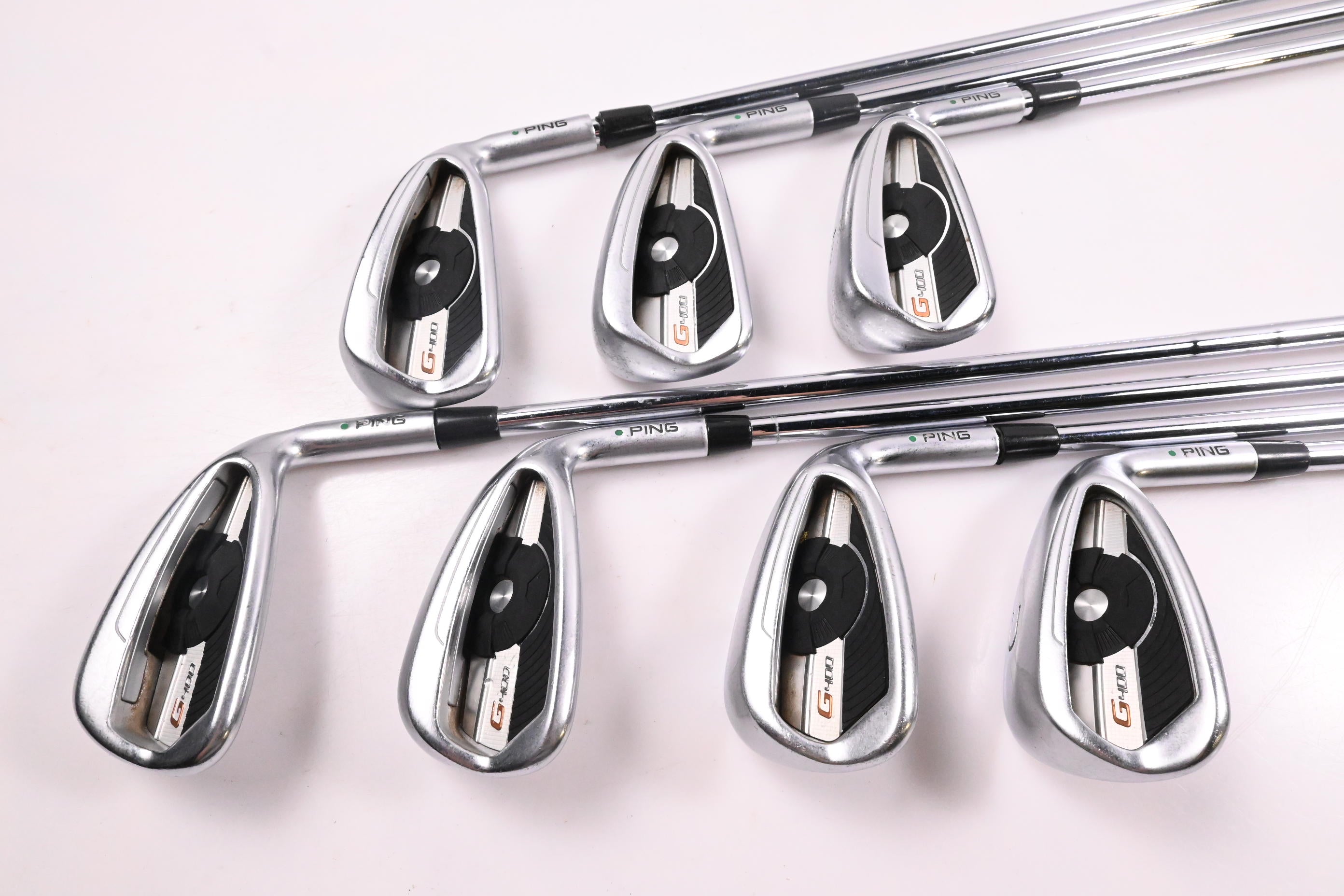 Ping G400 Irons / 5-PW+GW / Green Dot / Regular Flex Ping AWT 2.0 Shafts
