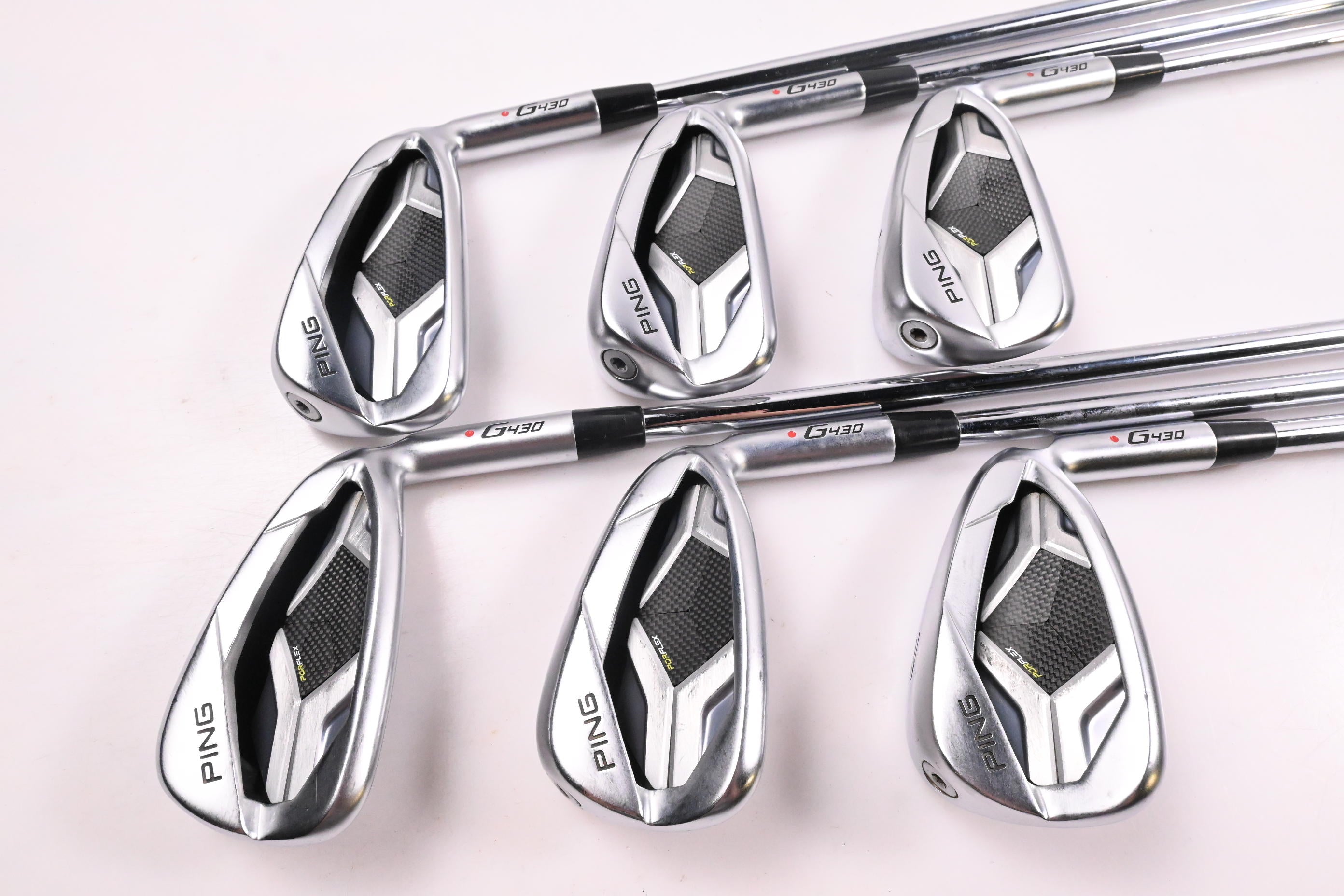 Ping G430 Irons / 5-PW / Red Dot / Regular Flex Ping AWT 2.0 Shafts