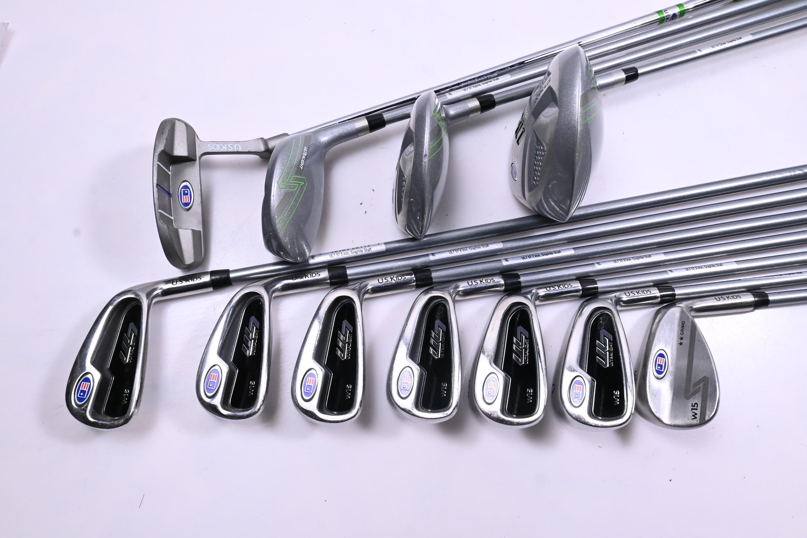 US Kids W15 Ultralight Package Set / Woods, Irons, Putter, Bag