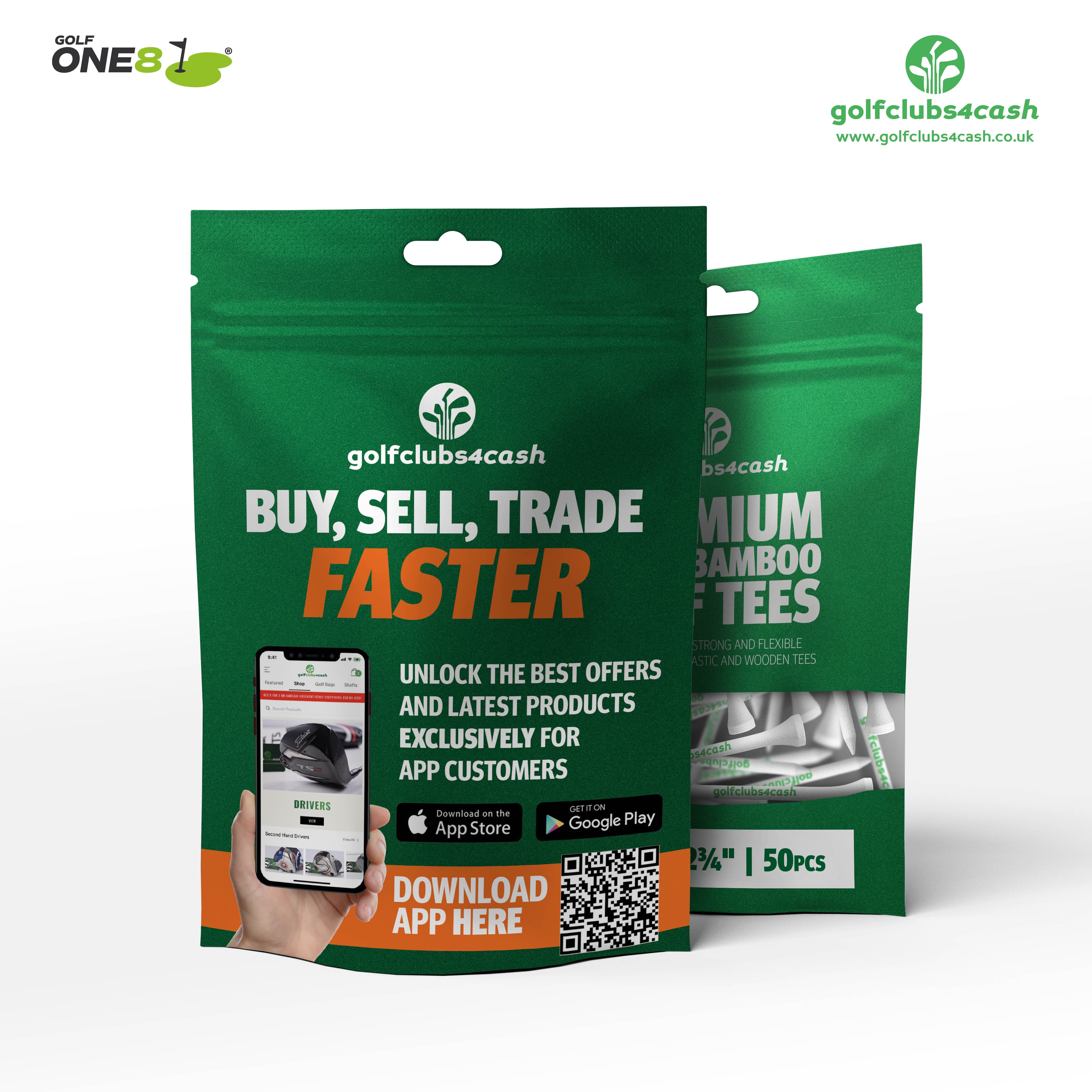 Golfclubs4cash Branded 2 3/4" Bamboo Tees (pack of 50)