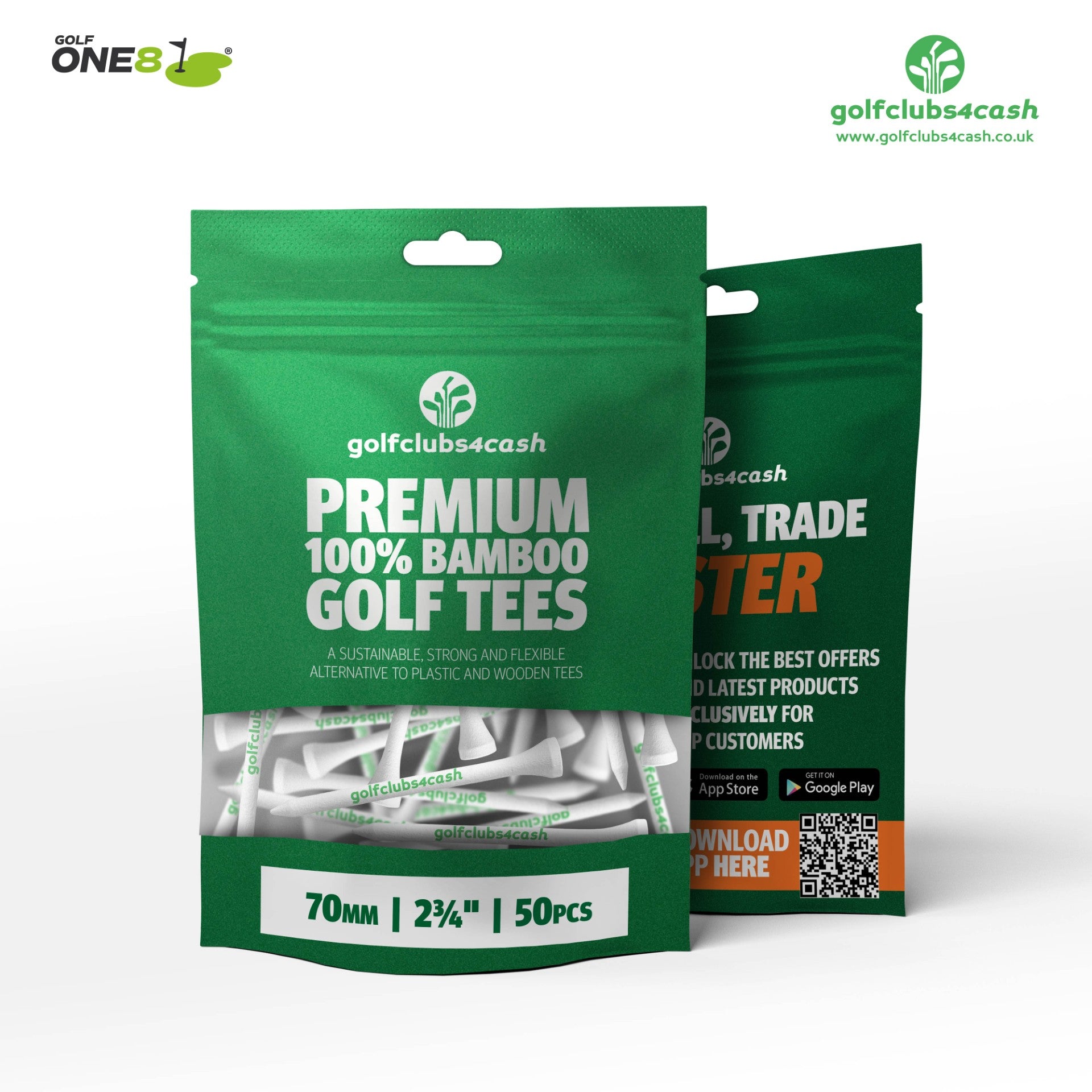 Golfclubs4cash Branded 2 3/4" Bamboo Tees (pack of 50)