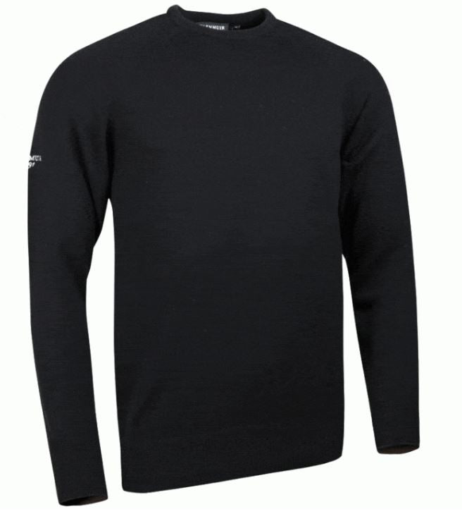 Glenmuir Golf Luss Crew Neck Lambswool Sweater / Black / Medium