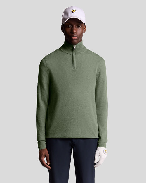 Lyle & Scott Embroidered Lambwool Blend Quarter Zip Jumper