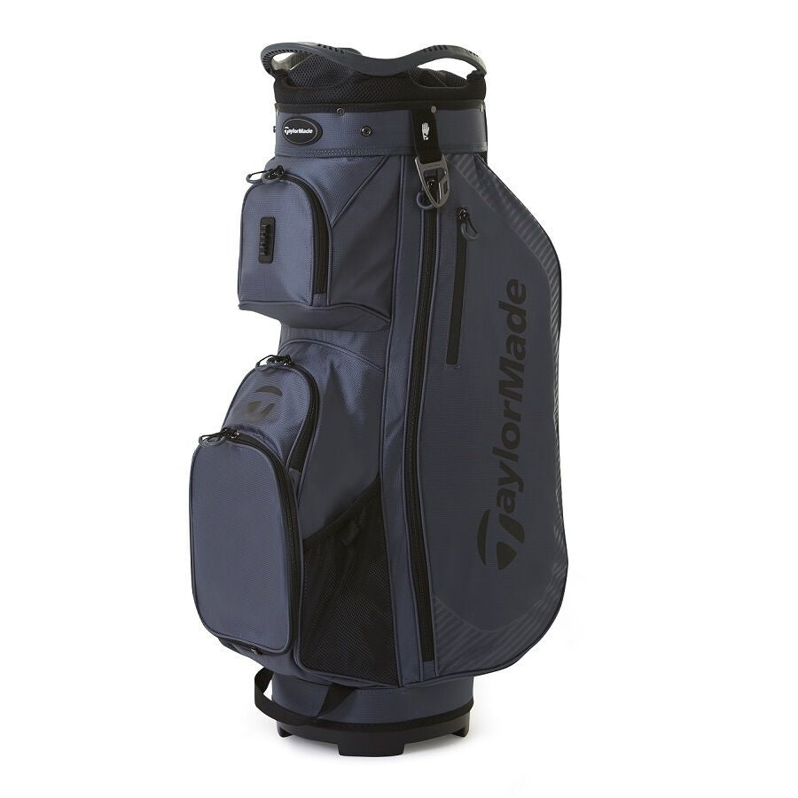 Grey golf bag with black accents on a white background