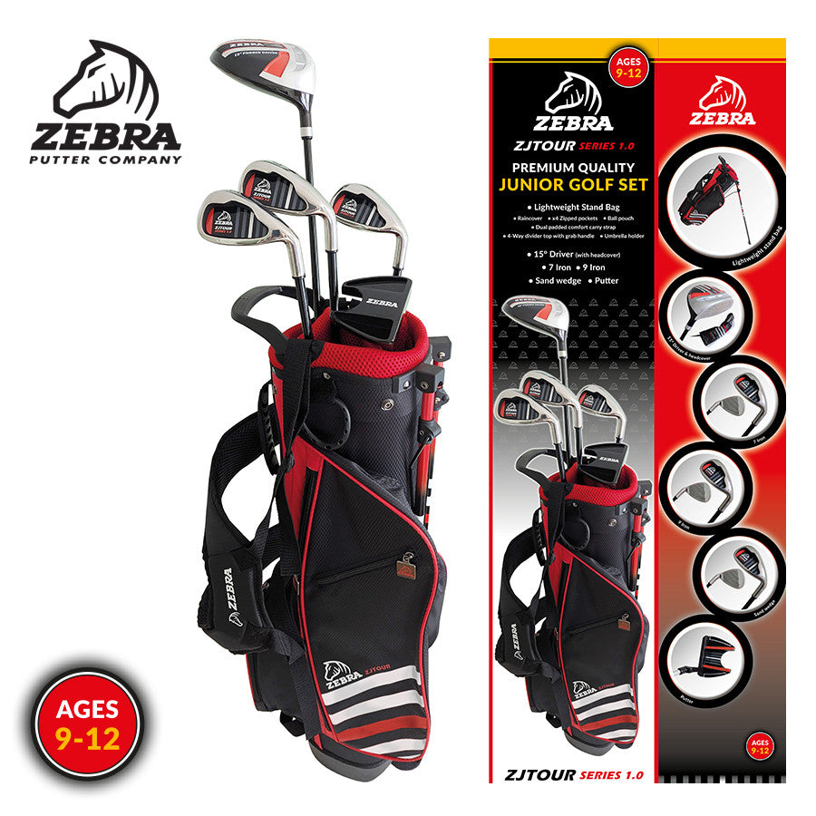 Zebra ZJTour Series 1.0 Junior Set R/H 9-12 Years / Driver, 7i, 9i, SW & Putter