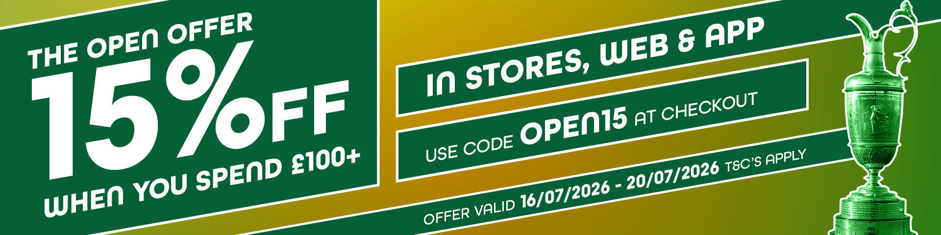 15% off orders over £100 with OPEN15