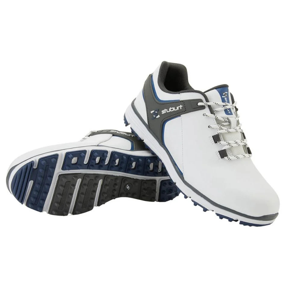 Stuburt Evolve 3.0 Spikeless Golf Shoes / White, Grey, Blue / Mens UK 8